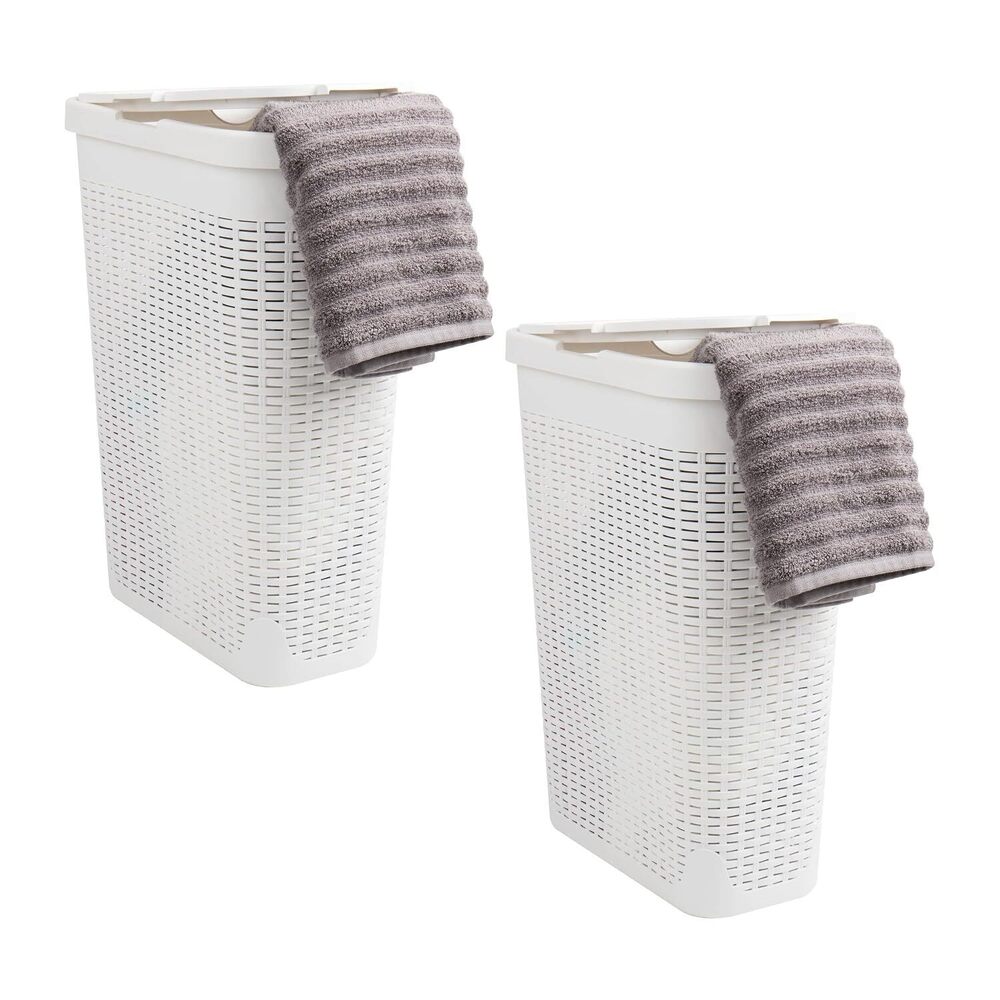 40L Slim Laundry Hamper with Lid, Narrow Clothes Baskets, Set of 2
